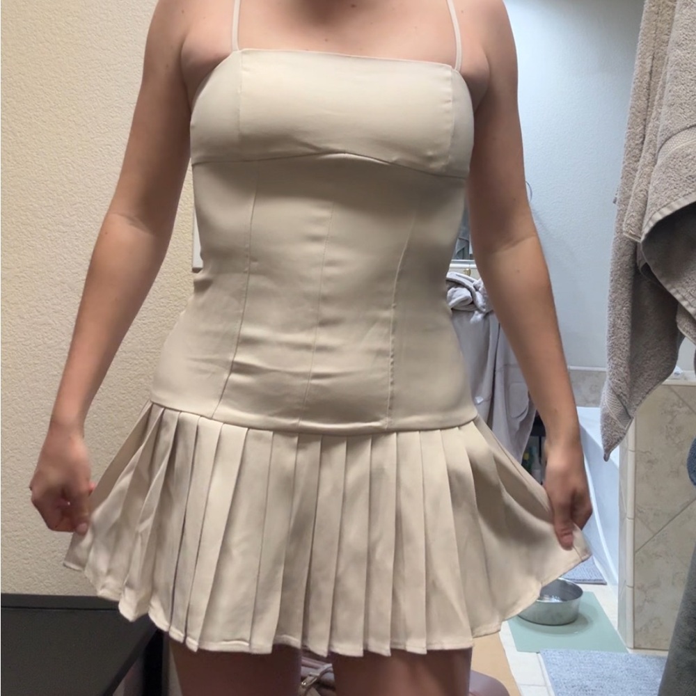 Forever 21 Cream Mini Dress with Spaghetti Straps